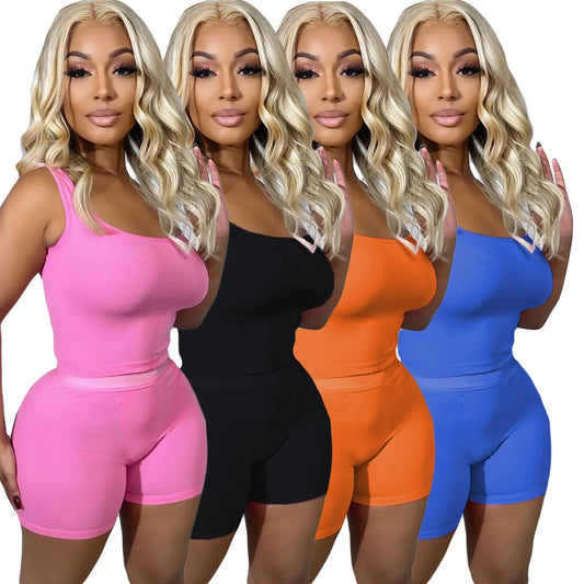 New Fashion Solid  2 Piece Jogger  Sets for Women Summer