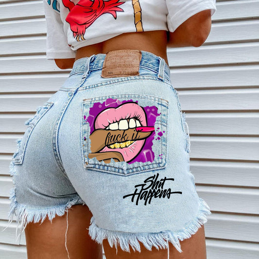 Vintage Ripped Jeans Shorts Plus Size High Waist Denim Shorts Stylish Hot Shorts